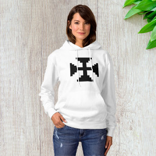 Pixel Art Zwart Kruis Symbool Hoodie