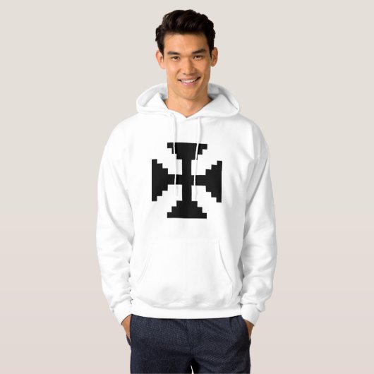 Pixel Art Zwart Kruis Symbool Hoodie (Voorkant volledig)