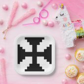 Pixel Art Zwart Kruis Symbool Papieren Bordje (Feest)