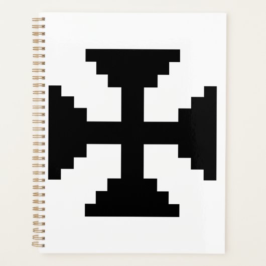 Pixel Art Zwart Kruis Symbool Planner (Voorkant)