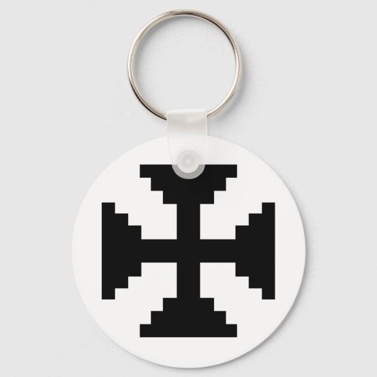 Pixel Art Zwart Kruis Symbool Sleutelhanger (Voorkant)