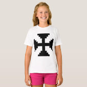 Pixel Art Zwart Kruis Symbool T-shirt (Voorkant volledig)