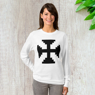 Pixel Art Zwart Kruis Symbool T-shirt