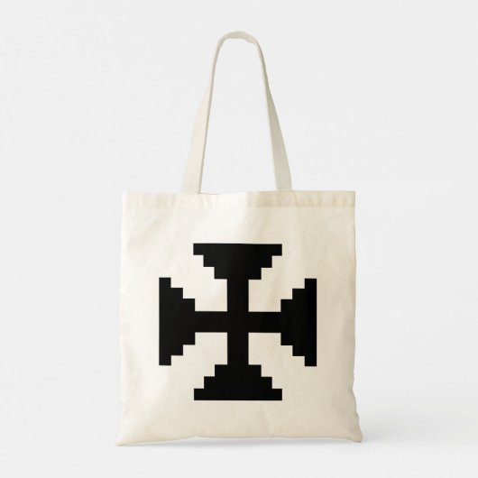 Pixel Art Zwart Kruis Symbool Tote Bag (Achterkant)
