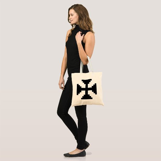 Pixel Art Zwart Kruis Symbool Tote Bag