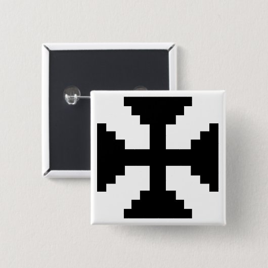 Pixel Art Zwart Kruis Symbool Vierkante Button 5,1 Cm (Voorkant /achterkant)