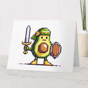 Pixel Avocado Warrior - 8-bits retro-gamekarakter Kaart