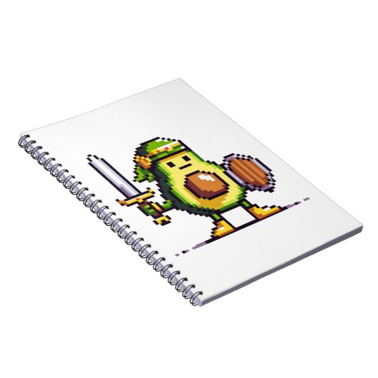 Pixel Avocado Warrior - 8-bits retro-gamekarakter Notitieboek (Rechterzijde)