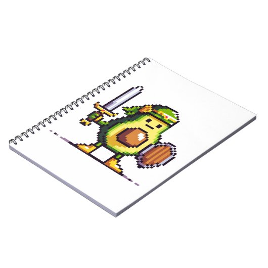 Pixel Avocado Warrior - 8-bits retro-gamekarakter Notitieboek (Linkerzijde)