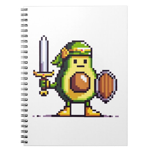 Pixel Avocado Warrior - 8-bits retro-gamekarakter Notitieboek (Voorkant)