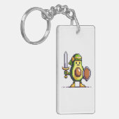 Pixel Avocado Warrior - 8-bits retro-gamekarakter Sleutelhanger (Voorkant Links)