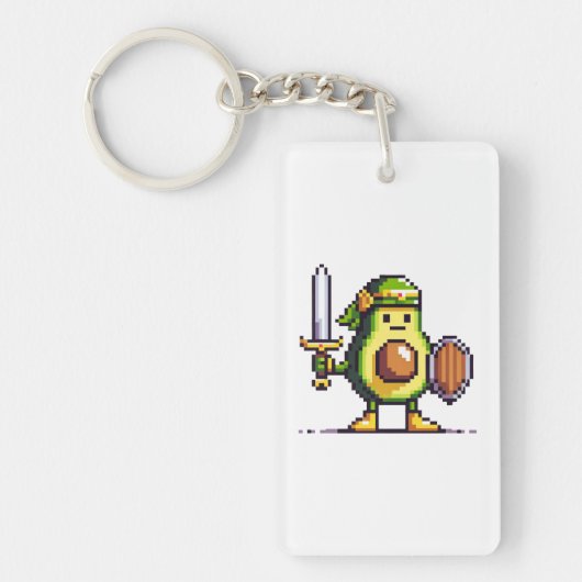Pixel Avocado Warrior - 8-bits retro-gamekarakter Sleutelhanger (Voorkant)