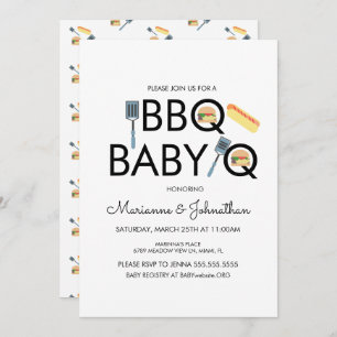 Pixel Baby shower BBQ Baby Q Kabobs Uitnodiging