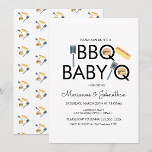 Pixel Baby Shower BBQ Baby Q Spiesjes Uitnodiging