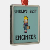 Pixel Best Vrouw Engineer Metalen Ornament (Rechts)