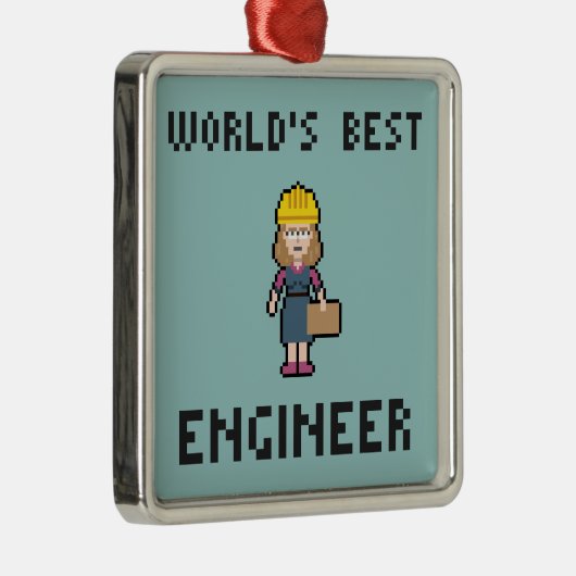 Pixel Best Vrouw Engineer Metalen Ornament (Rechts)