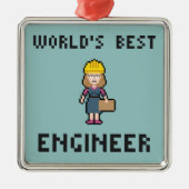 Pixel Best Vrouw Engineer Metalen Ornament (Voorkant)