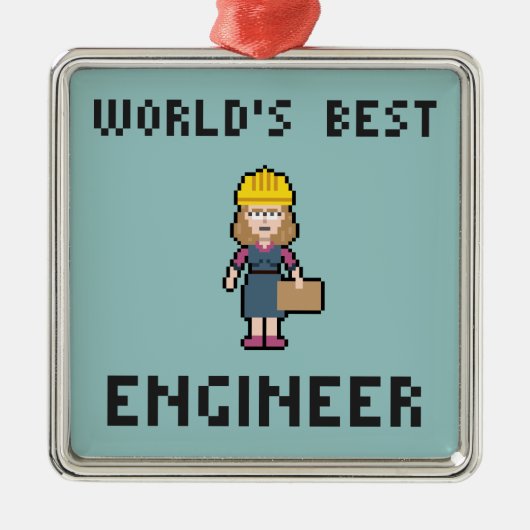 Pixel Best Vrouw Engineer Metalen Ornament (Voorkant)