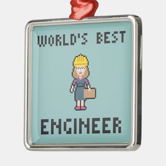Pixel Best Vrouw Engineer Metalen Ornament (Links)