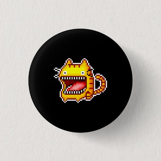 Pixel Big-Mouthed Cat-Button Ronde Button 3,2 Cm (Voorkant)