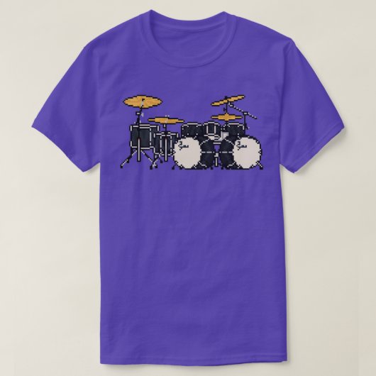 Pixel Black Double Bass Drums Sticker T-shirt (Design voorkant)