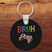 Pixel Block Gamer Controller Bruh Funny Retro Styl Sleutelhanger (Voorkant)