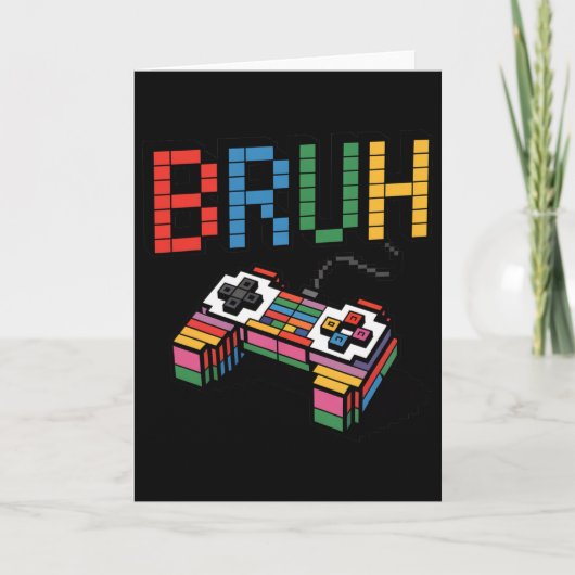 Pixel Block Gamer Controller Bruh Grappige Retro S Kaart (Voorkant)