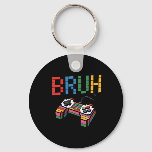 Pixel Block Gamer Controller Bruh Grappige Retro S Sleutelhanger (Voorkant)