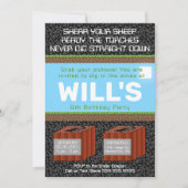 Pixel Block Gaming Birthday Invitation Kaart (Voorkant)