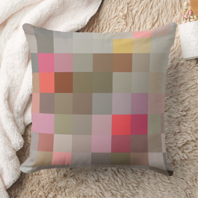 Pixel blocks in gray compliments pattern kussen (Deken)