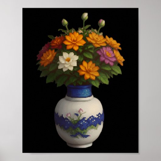 Pixel Blooms 2 Sticker  Poster (Voorkant)