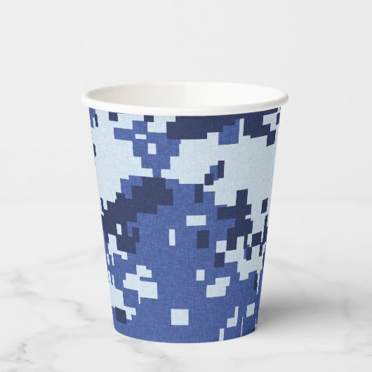 Pixel Blue Camouflage Papieren Bekers (Links)