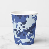 Pixel Blue Camouflage Papieren Bekers (Voorkant)