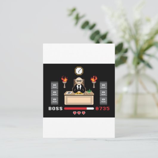 Pixel 'Boss'-ontwerp - GeekShirts Briefkaart (Staand voorkant)