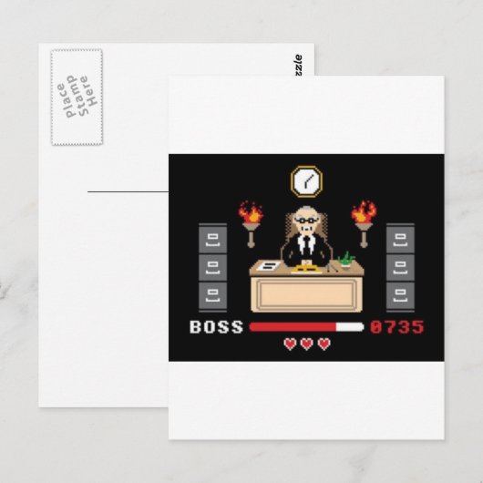 Pixel 'Boss'-ontwerp - GeekShirts Briefkaart (Voorkant / Achterkant)