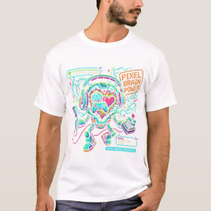 Pixel Brain Power Grafisch T-shirt