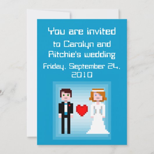 Pixel Bride en Groom - de Uitnodiging van het Wedd (Voorkant)