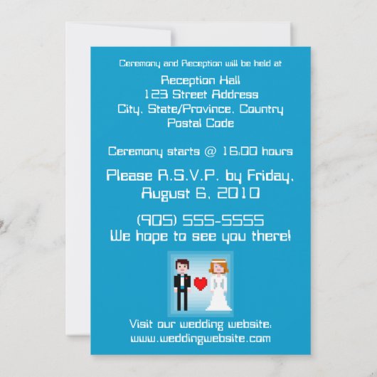 Pixel Bride en Groom - de Uitnodiging van het Wedd (Achterkant)