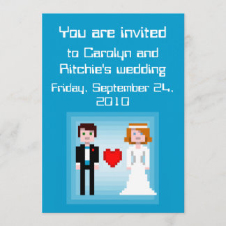 Pixel Bride en Groom - de Uitnodiging van het Wedd