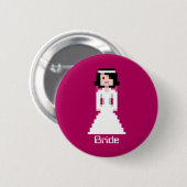 Pixel Bride - Zwarte Haar - douane Ronde Button 5,7 Cm (Voorkant /achterkant)
