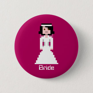 Pixel Bride - Zwarte Haar - douane Ronde Button 5,7 Cm