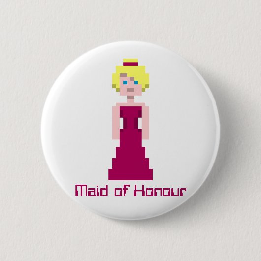 Pixel Bridesmaid - Maroon Custom Ronde Button 5,7 Cm (Voorkant)