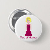 Pixel Bridesmaid - Maroon Custom Ronde Button 5,7 Cm (Voorkant /achterkant)