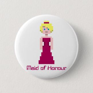 Pixel Bridesmaid - Maroon Custom Ronde Button 5,7 Cm