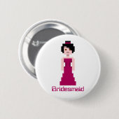 Pixel Bridesmaid - Maroon - zwart haar - Aangepast Ronde Button 5,7 Cm (Voorkant /achterkant)