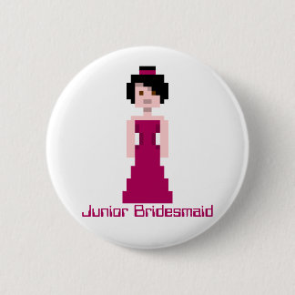 Pixel Bridesmaid - Maroon - zwart haar - Ivy Custo Ronde Button 5,7 Cm