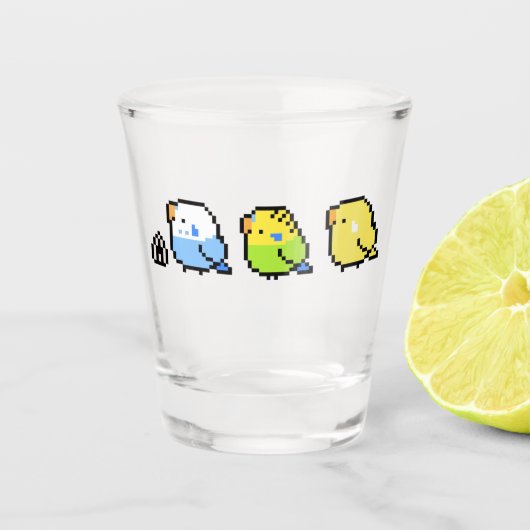 Pixel Budgies Shot Glas (Voorkant)