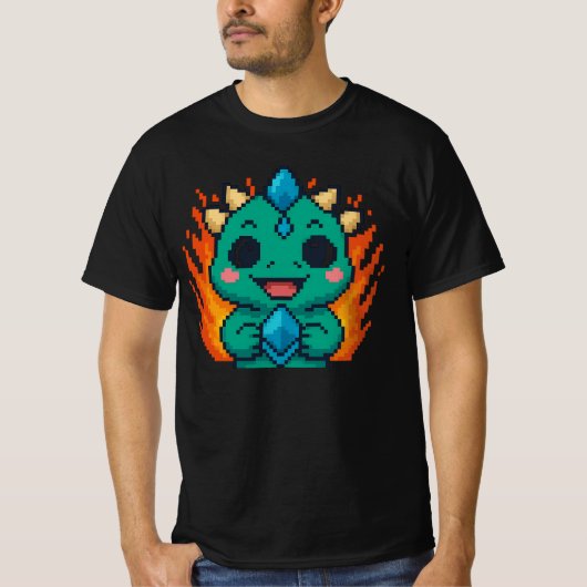 Pixel Bull-Zilla Coin – Retro 8-bit Crypto Gaming T-shirt (Voorkant)