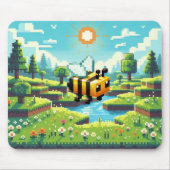 Pixel Buzz: De Zonnige Weide Avontuur Muismat (Voorkant)
