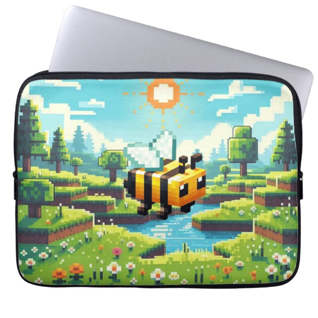 Pixel Buzz: het avontuur van Sunny Meadow Laptop Sleeve (Voorkant)